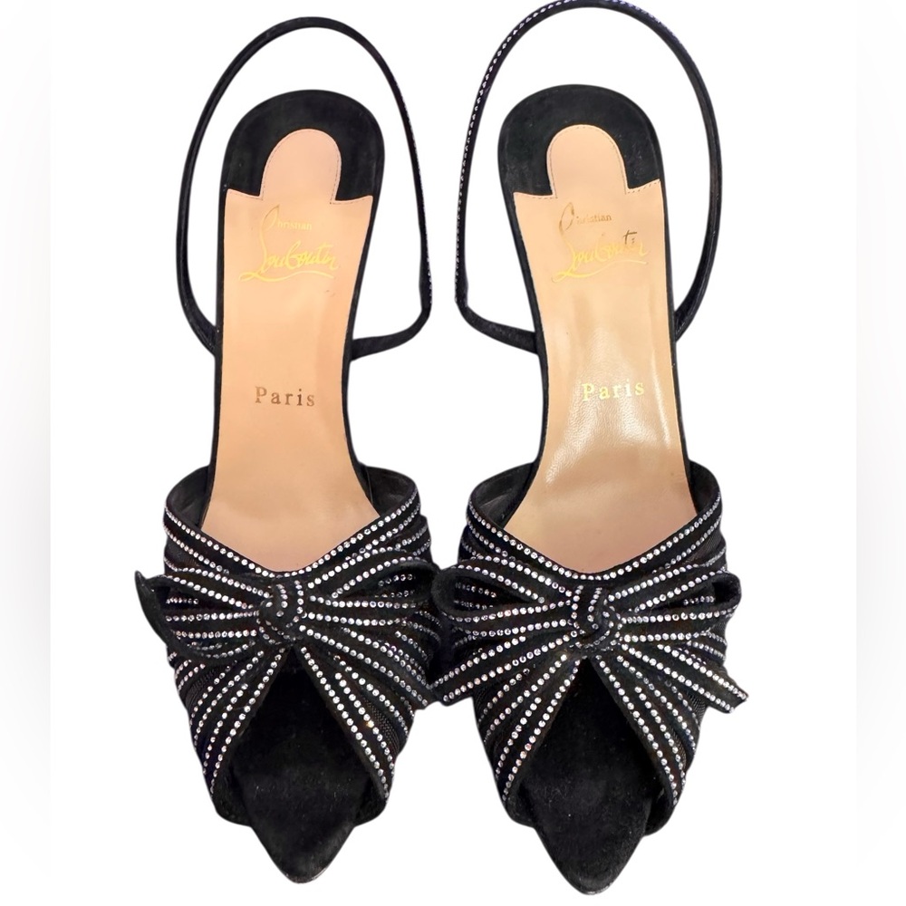 Christian Louboutin Araborda 120 bow crystals suede slingback sandals
